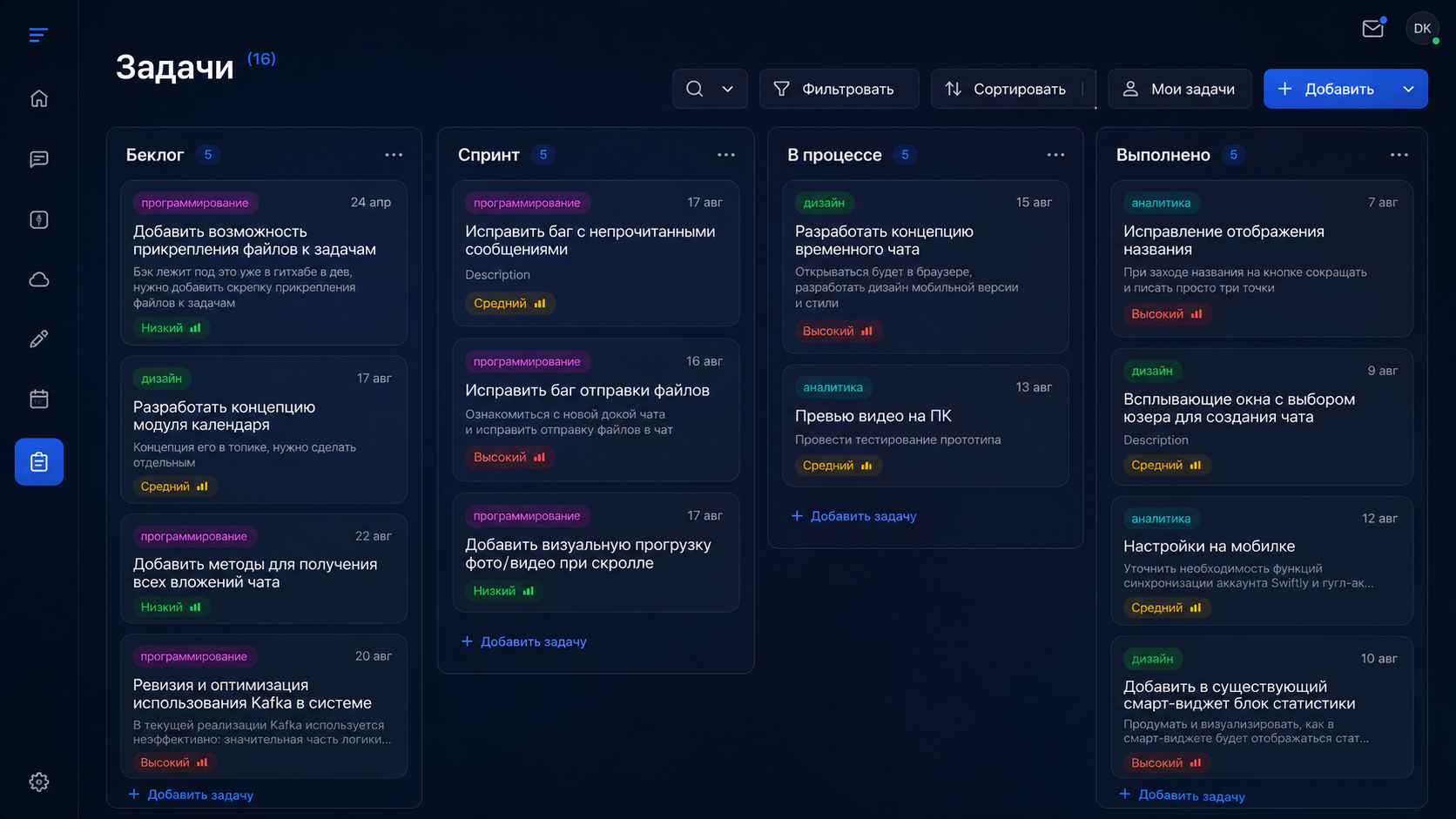 Настоящий интерфейс задач Swiftly